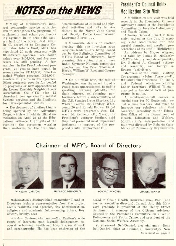 MFY - Mobilization for Youth, Inc. News Bulletin - Vol.1, No. 1, Spring 1963, page 2