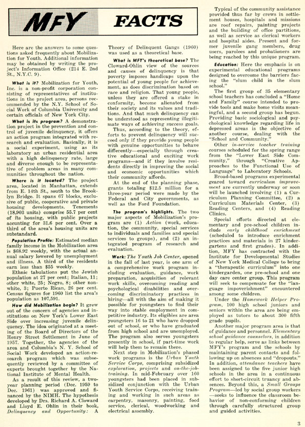 MFY - Mobilization for Youth, Inc. News Bulletin - Vol.1, No. 1, Spring 1963, page 3