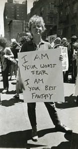  Radical lesbian Donna Gottschalk at New York City Gay Pride March, circa 1971. Photo by Diana Davies. 