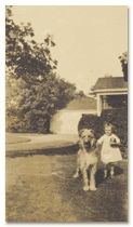 Violet Bodman (?) with dog, circa 1920s