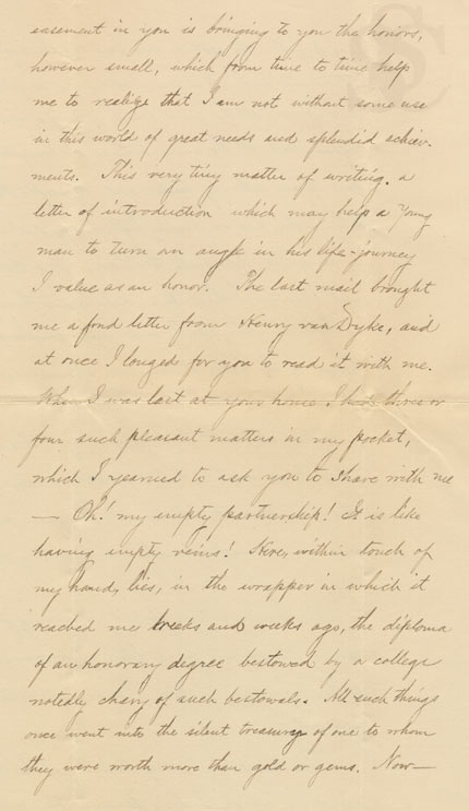 George Washington Cable to Clara Bodman, 1904