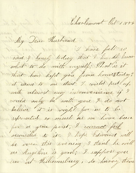 Philena Bodman to her husband, Luther, 1856