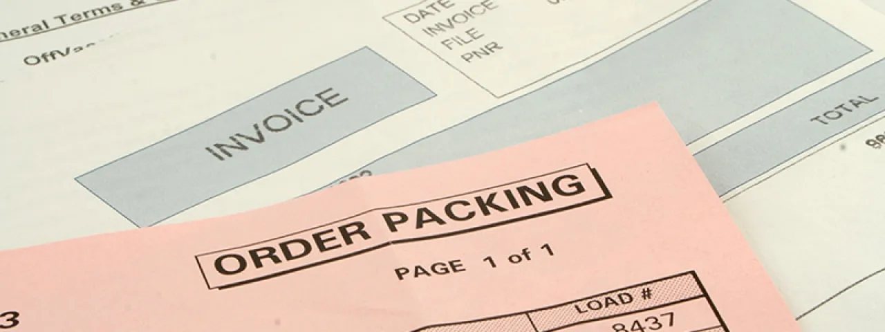 Image of an order packing slip and invoice