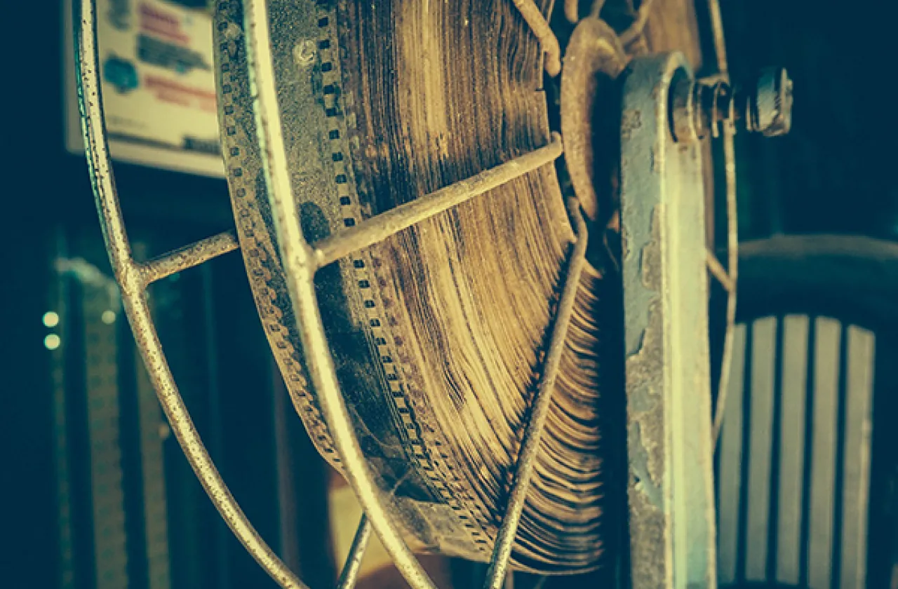 Closeup of a old film reel