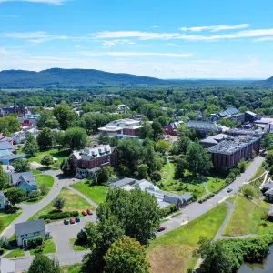An aerial view of the Smith campus from fall of 2020