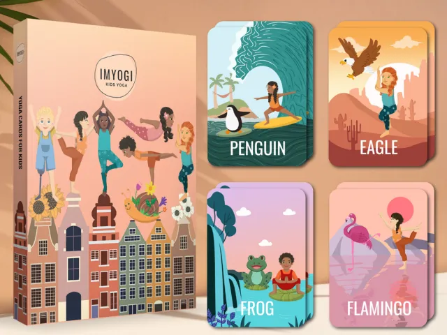 yoga flash cards for kids with animal named poses