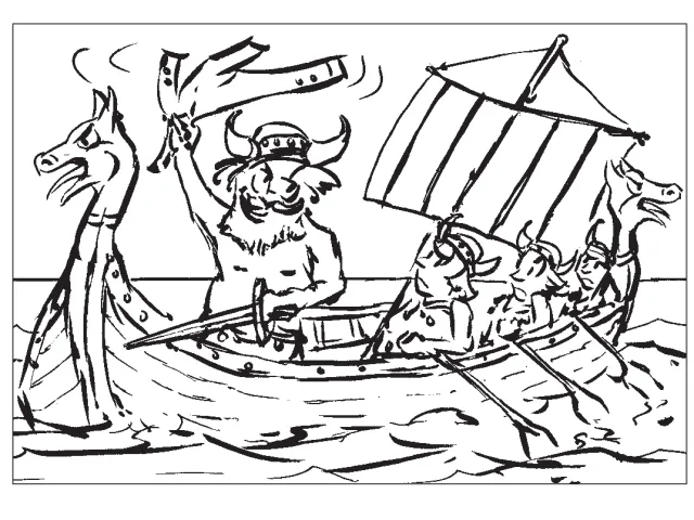 line drawing of viking boat