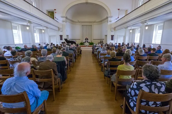 View of the attendees from the rear of the chapel